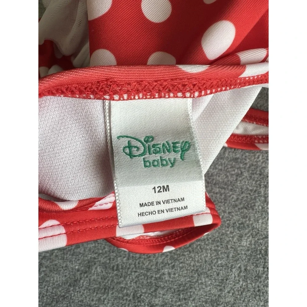 Disney Baby Girls Minnie Mouse 12M One‎ Piece Swimsuit Ruffle Polkadot Red White